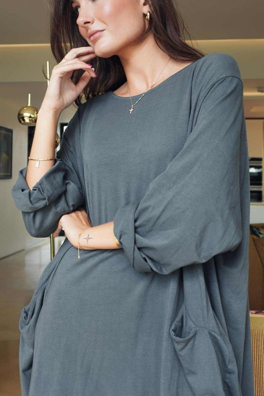 Donegal Cotton Jersey Sac Dress Charcoal /13 =